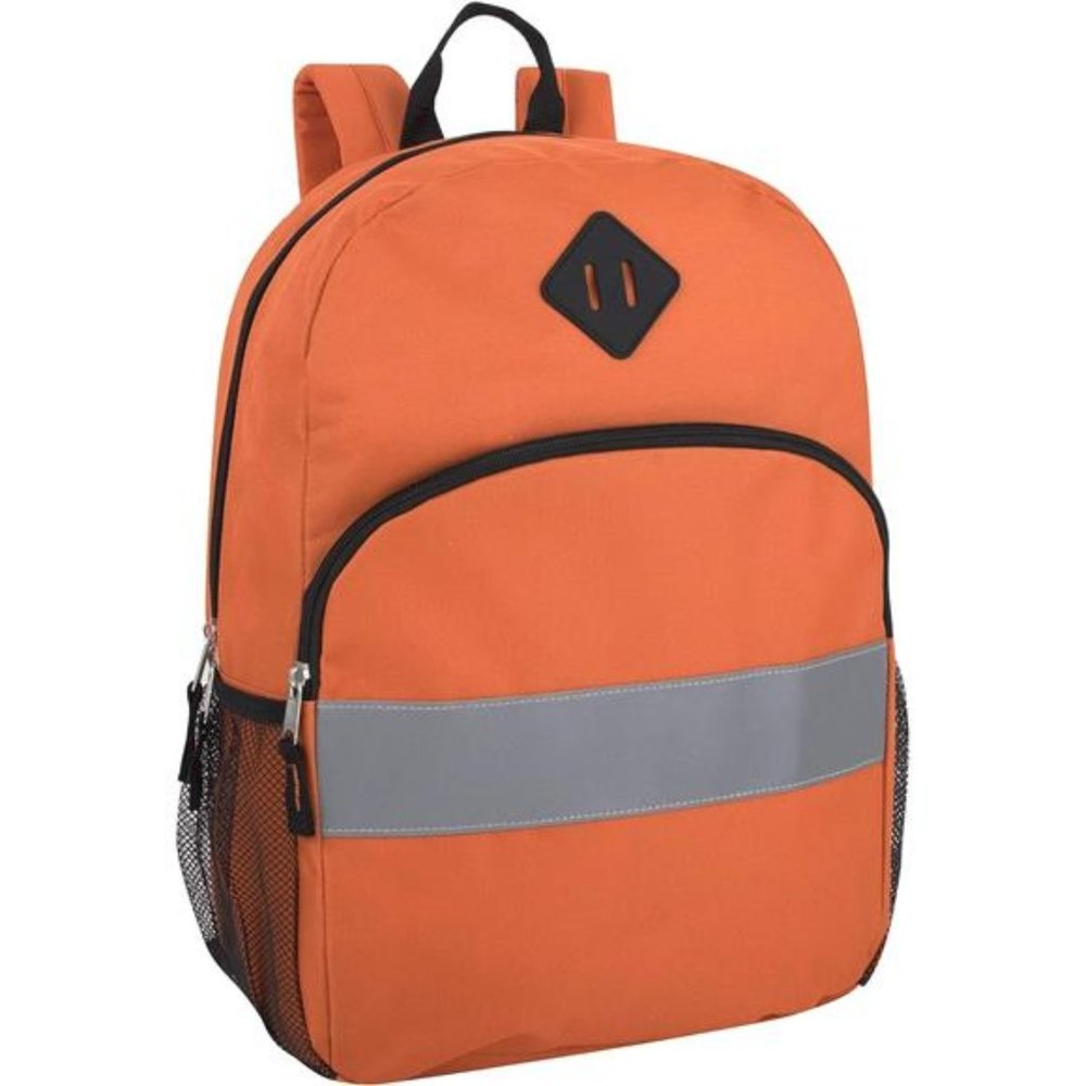 Kids Reflective Backpack for School, Orange Backpack with Reflector Strips